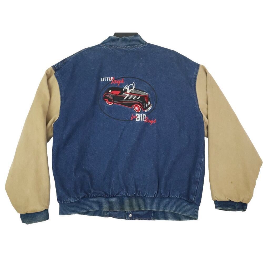 Three Rivers ~Men's L~ Authentic Denim Jacket/Bomber "Little Toys For BIG Boys".